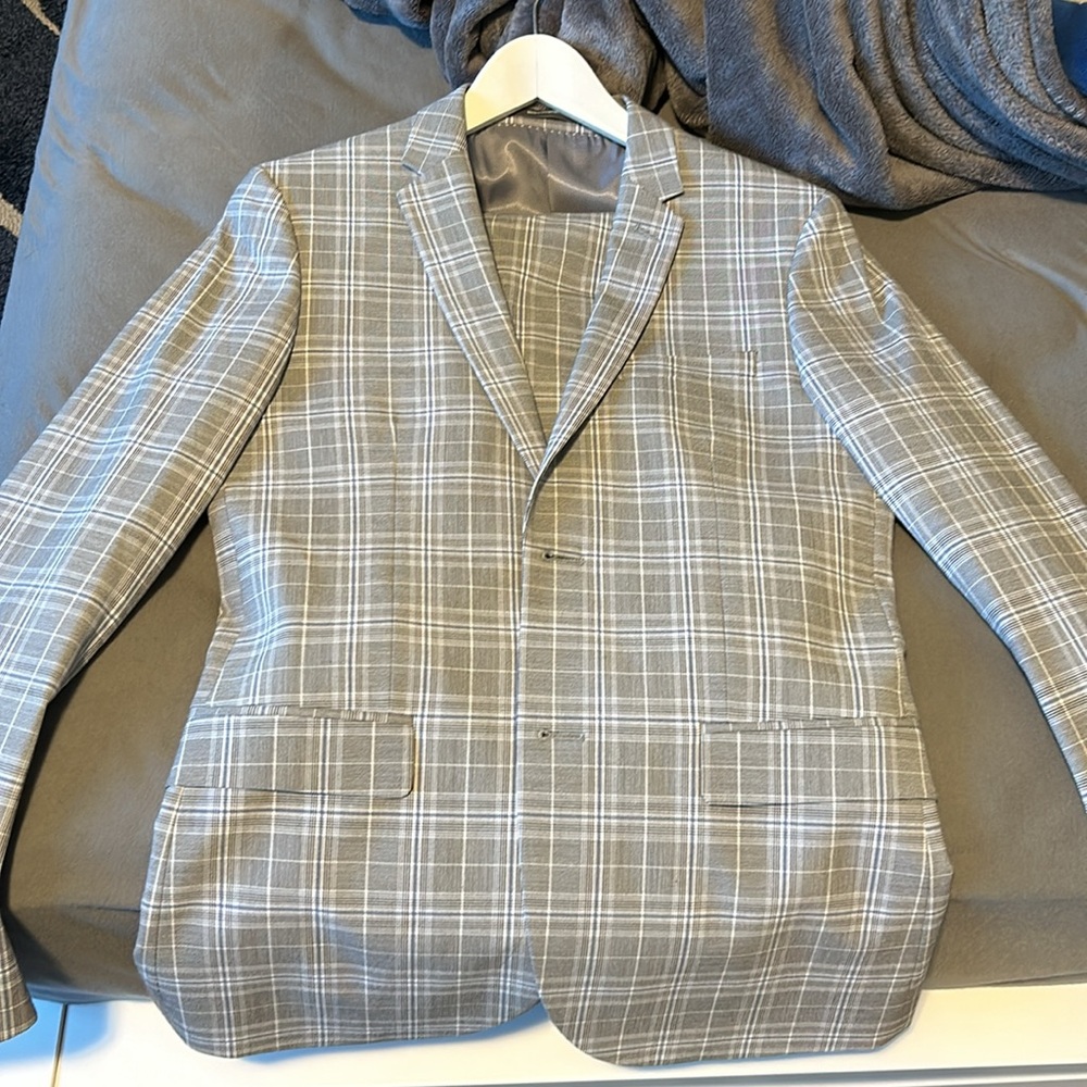 H&M gray checked suits